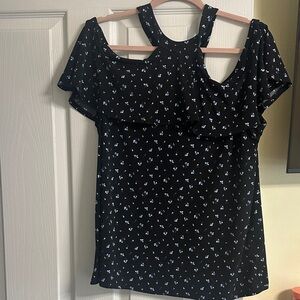 Michael Kors Black and Blue Floral Blouse